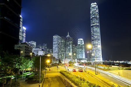 香港交通和夜间摩天大楼办公室蓝色旅行场景天际地标运输市中心景观建筑学街道图片