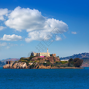 旧金山湾加利福尼亚州Alcatraz岛监狱海岸历史性城市旅行旅游公园景点吸引力海洋岩石图片