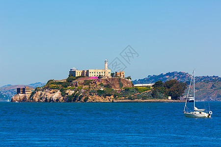 旧金山湾加利福尼亚州Alcatraz岛监狱国家建筑学城市博物馆景点公园吸引力旅行岩石灯塔图片