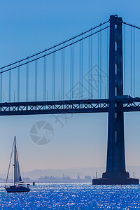来自加利福尼亚州7号码头的旧金山湾桥帆船假期建筑学城市景观地标天空晴天天际蓝色旅行图片
