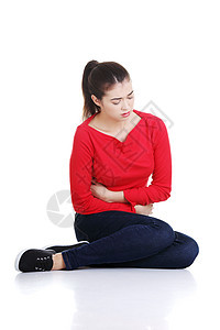 胃有问题的妇女皮肤腹部商务女性经期药品成人头发腹痛医疗图片