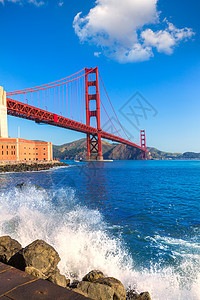 金门金门桥 旧金山大桥 来自加利福尼亚州普里西迪奥城市电缆海洋建筑学要塞旅游蓝色假期天际天空图片