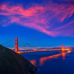 金门金门大桥 旧金山日落反射交通天空悬崖地标市中心海洋建筑物电缆建筑学图片