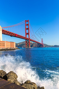 金门金门桥 旧金山大桥 来自加利福尼亚州普里西迪奥城市交通天际建筑学假期市中心工程吸引力地标电缆图片