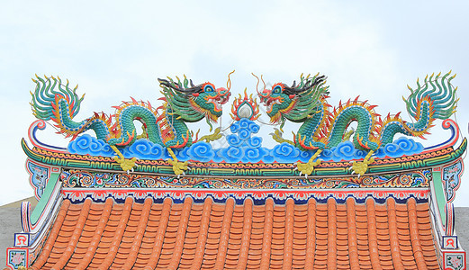 中国龙龙亚裔寺庙瓦片偶像艺术文化房顶建筑外观动物图片