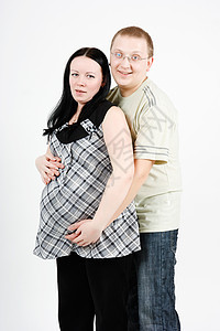 丈夫和怀孕妻子 配偶和孕妇男性母亲家庭母性婴儿白色腹部父母女士肚子图片