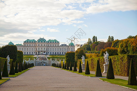 奥地利维也纳贝尔韦代尔宫殿建筑学风格城堡博物馆地标公园池塘旅游水池喷泉图片