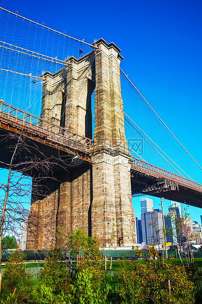 纽约市布鲁克林大桥景观城市旅行建筑办公室天空吸引力地标建筑学港口图片