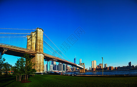 纽约市布鲁克林大桥全景建筑港口城市办公室景观旅行公园天空摩天大楼图片