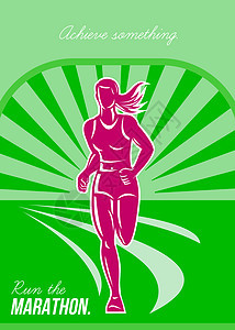 女性运行马拉松回声海报图片