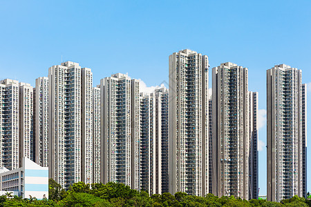 香港住宅区香港特区袖珍蓝色海景建筑天际公寓天空住宅摩天大楼人口图片