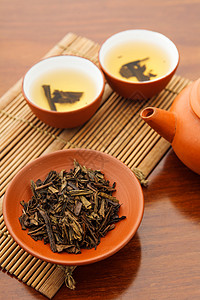 中华茶茶仪式木头工夫叶子茶壶竹子文化陶器传统飞碟杯子图片