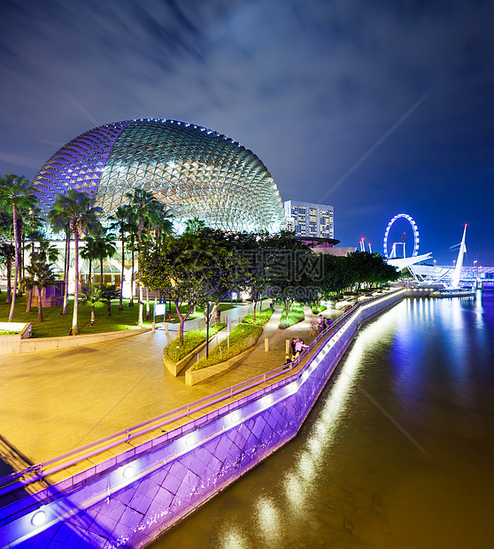 新加坡之夜剧院场景海景风景景观公司天际海洋建筑学摩天轮图片