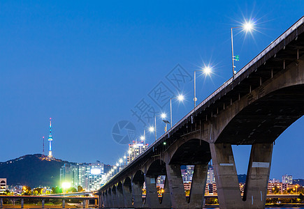 首尔天际办公室大都会天空住宅公吨通道风景日落景观场景图片