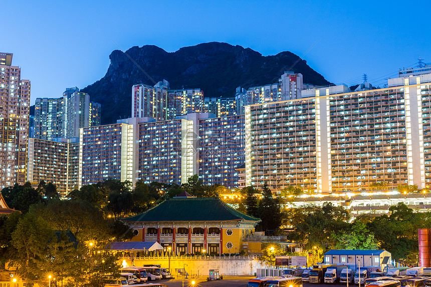 九龙民宅楼住宅天际寺庙人口场景狮子岩石景观扫管建筑学图片