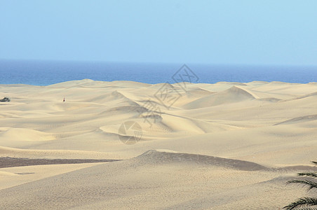 沙漠沙漠土地地平线旅游金子沙丘冒险场景橙子蓝色全景图片
