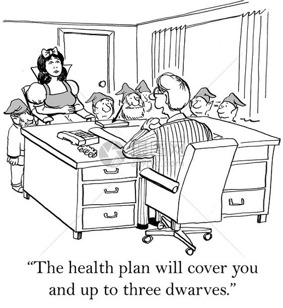 健康保险医疗保险机构立法医改故事公主矮人代理人保险漫画改革图片