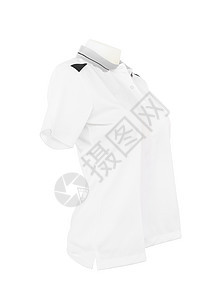 白色背景的模特片上的女性衬衫模板T恤衣服收藏剪裁小路衣领运动马球精品人体模型图片