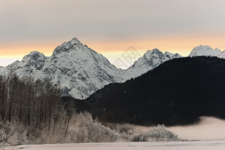 阿拉斯加的雪覆盖山岩石蓝色公园地球仙境峡湾生态天空树木旅行图片