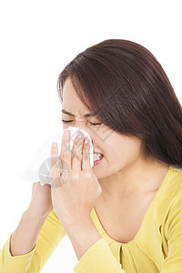 年轻女子用痛苦的面孔打喷嚏治疗女士成人症状保健女性哮喘喷嚏过敏疼痛图片