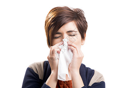 患病妇女组织面巾纸疾病喷嚏过敏成人医疗发烧鼻子手帕图片