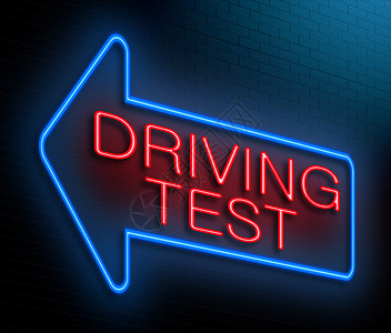 驾驶测试概念安全执照霓虹灯考试车辆插图红色蓝色图片