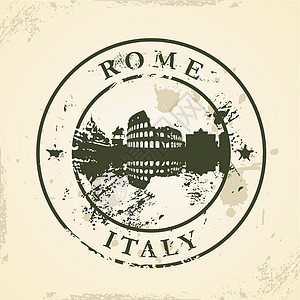 与意大利罗马合印的Grunge橡胶邮票图片