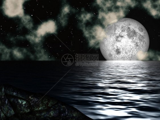 海面的夜月天月图片