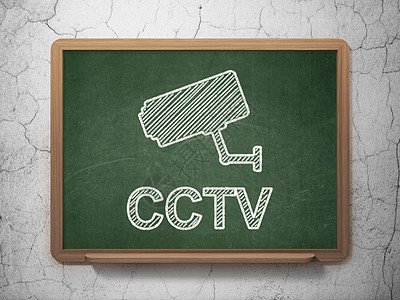 安全概念 Cctv摄像机和黑板背景闭路电视学习代码相机裂缝控制数据网络木板教育技术图片