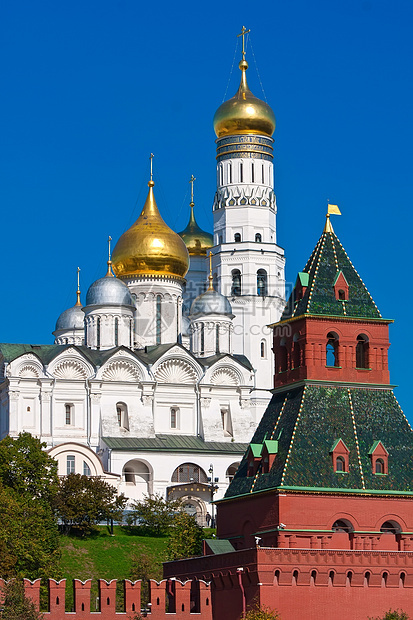 莫斯科克里姆林宫大教堂旅行建筑学圆顶场景历史城市天空教会蓝色图片