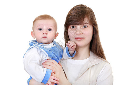 年轻母亲和婴儿儿子男性宝贝蓝色女士妈妈童年女性幸福金发图片