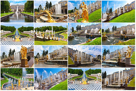圣彼得堡的彼得霍夫雕像风格艺术古董文化建筑学喷泉旅游建筑旅行图片