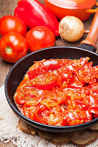 Letcho 白蔬菜乡村美食平底锅红色食谱洋葱橙子盘子烹饪图片