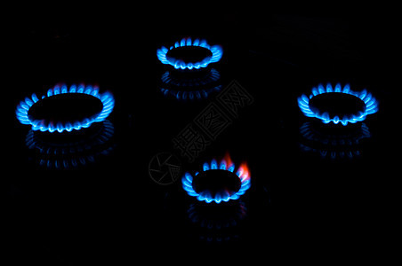 蓝气体火焰厨房警告活力器具滚刀戒指甲烷温暖圆圈辉光图片