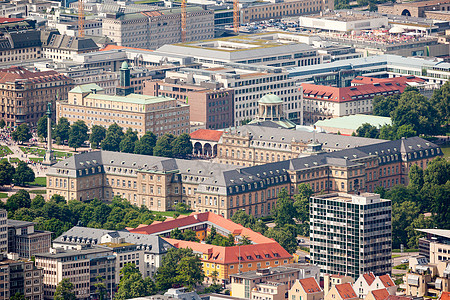 德国斯图加特历史景观红色城市天际中心水平建筑学场景全景图片
