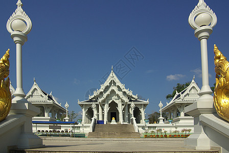 泰国克拉比镇寺庙地标公园天空橙子佛教徒蓝色旅游叶子入口旅行图片