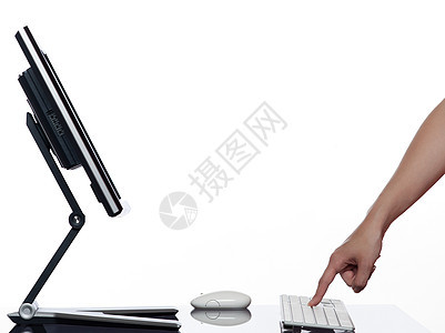 计算机通信计算概念白色键盘电脑成年人监视器女性匿名手势女士鼠标图片