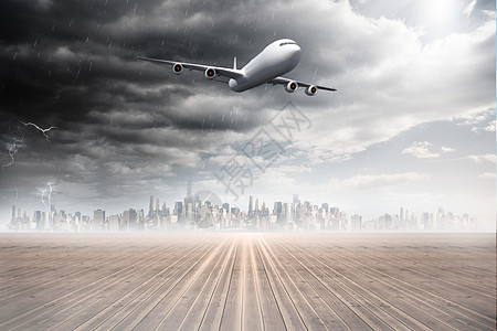 地平线城市景色的复合图像旅行飞机多云航空飞行绘图计算机航班景观旅游图片