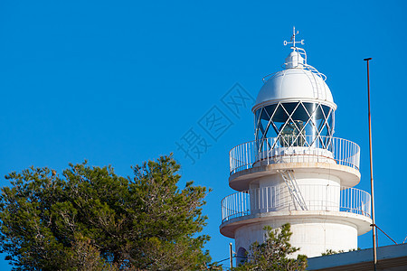 阿利坎特省德尼亚贾韦亚的圣安东尼奥角灯塔石头蓝色灯塔海滩旅行建筑海岸海洋大灯地标图片