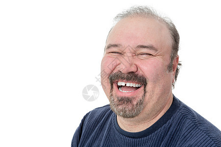 一个有趣的成熟男子笑的近视肖像图片