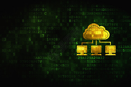 数字背景上的云网络概念云网络社会计算技术黄色软件高科技展示桌面网站全球图片