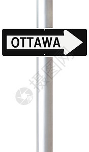 这条通往渥太华的路白色城市单程指示牌路标首都图片
