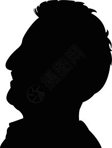 一个人头的光影矢量插图鼻子头发男人身体黑色背景图片