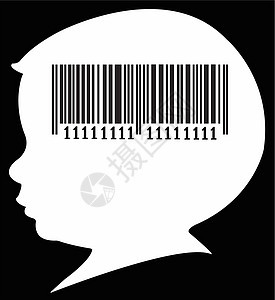 男孩头环影矢量的条码代码数字编码货运店铺扫描器商业鉴别数据标签图片