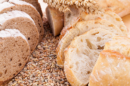 新鲜美味的混合面包片面包店面包营养糖类午餐面粉产品主食食物包子面包粮食图片