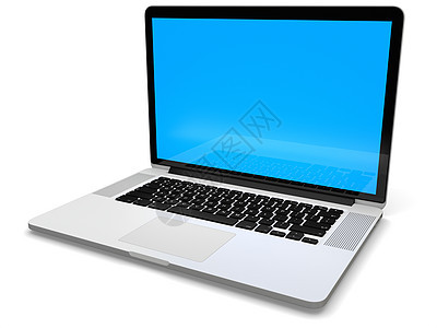 带白屏幕的膝上型电脑蓝色监视器键盘商业机动性插图技术硬件笔记本桌面图片