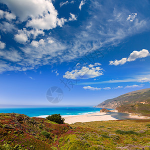 蒙特里太平洋公路1号大苏尔加利福尼亚海滩海洋旅行岩石天空海岸线公园沿海海景蓝色石头图片