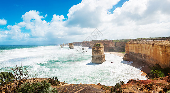 十二使徒十二个使徒波浪石灰石风景悬崖冲浪岩石海景编队地标柱子背景