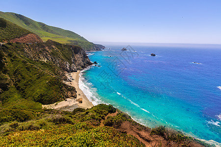 加利福尼亚海滩 蒙特里县大苏尔1号公路海岸线海景海洋岩石地标旅游支撑蓝色晴天公园图片