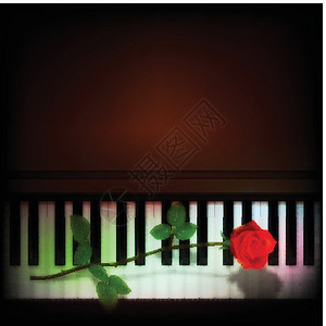 复古 钢琴与 ros 的抽象 grunge 背景乐器艺术滚动音乐钢琴蓝调插图作品钥匙叶子插画